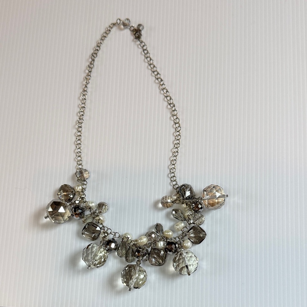 Elegant Silver and Gray Beaded Necklace